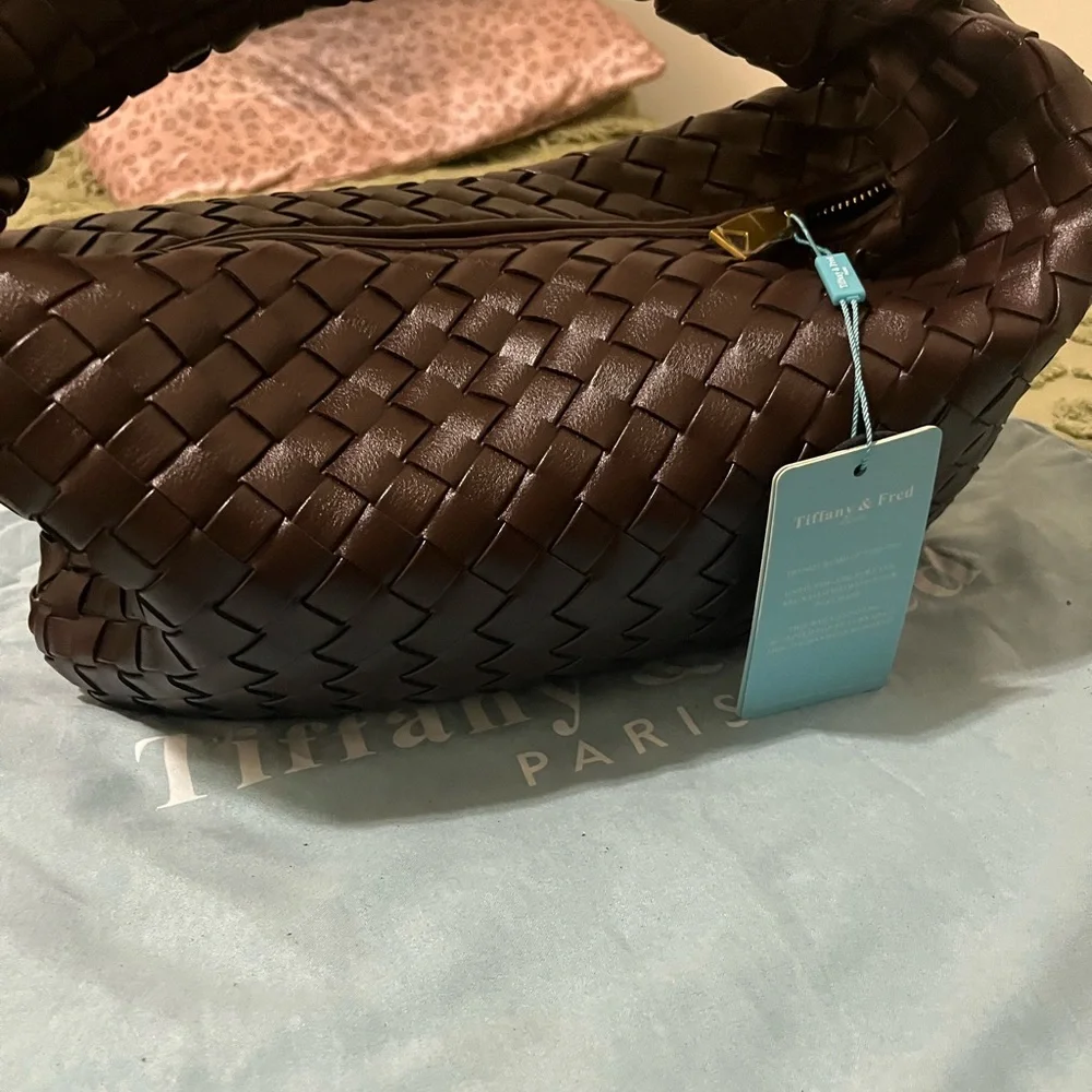 Plaited Hobo Shoulder Bag - Chocolate Brown - Picture 2 of 5